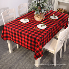 OEM ODM High Quality Black Red Plaid Printed Tablecloth Linen Pattern Rectangle Table Cloth